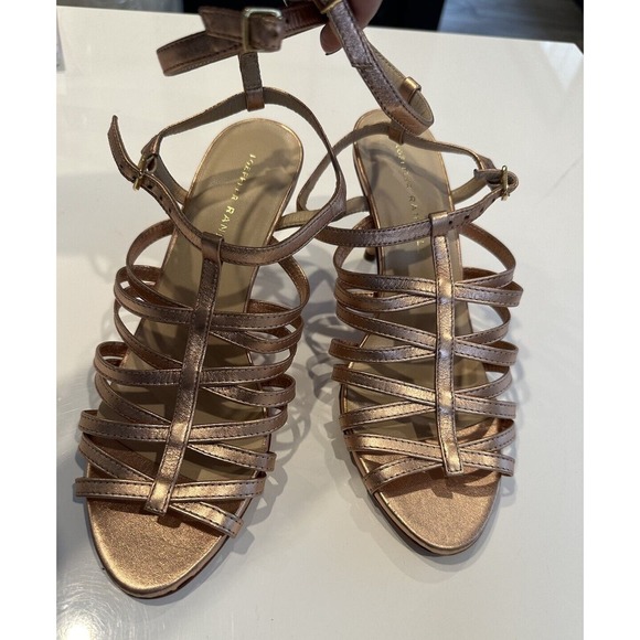 Loeffler Randall Rose Gold Strappy Kitten Heel Sandal Size 7.5 - Picture 5 of 16